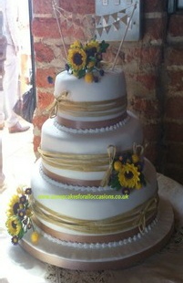 Sunflower Wedding Cake, Annes Cakes For All Occasions, Sudbury, Suffolk, Bury St Edmunds, Ipswich