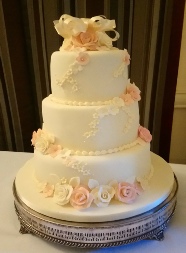 3 tier Rose Gold Sugar Flowers Wedding Cake, Annes Cakes For All Occasions, Sudbury Suffolk, Essex, Norfolk,Cambridgeshire